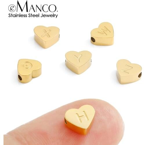 EManco Initial Name Heart shape Pendant For Necklaces 316L Stainless Steel Necklace for Women Bracelet Make Earrings Jewelry