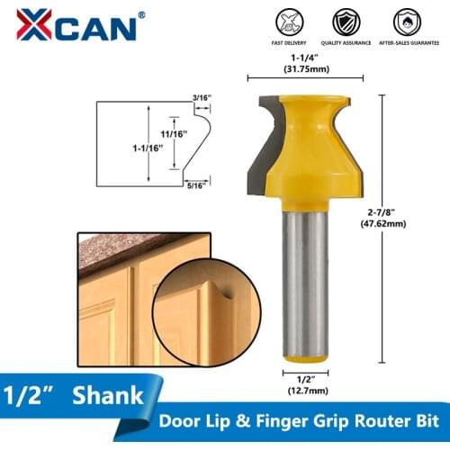 XCAN Door Lip Finger Grip Router Bit 1pc 1/2'' Shank Trimming Wood Milling Cutter For Woodwork Cutter Carbide End Mill