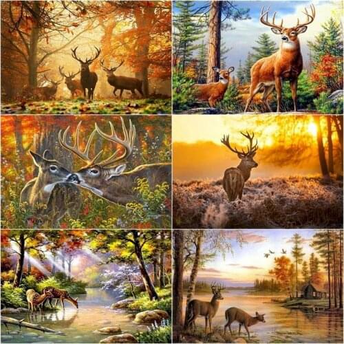 GATYZTORY DIY 5D Diamond Embroidery Sika Deer Full Square Round Diamond Painting Animal Mosaic Pictures Of Rhinestones Handicraf