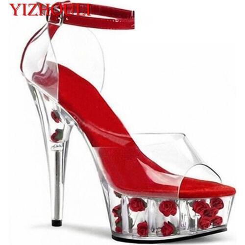 Hot Professional custom fashion noble lady banquet crystal rhinestone sandals clear 15cm high heel shoes Promotion