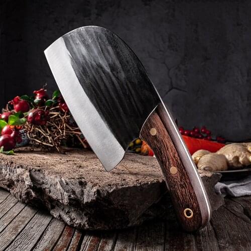 Forged Butcher Knife Full Tang Handmade High-carbon Clad Steel Kitchen Knives Cleaver Filleting Slicing Cutter Gift Knife Cover
