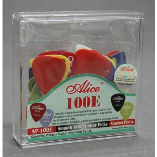 100pcs Square Box-packed AP-100E Smooth Nylon Guitar Picks Plectrum 0.58/0.71/0.81mm