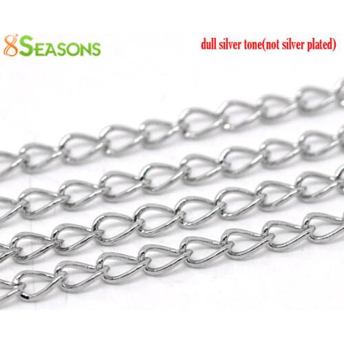 8SEASONS 6M Silver Color Links-Opened Curb Chains 5.5x3.5mm (B13009)