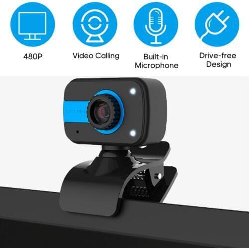 MINI WEBCAM Video Webcam High Definition Web Cam with Built-in Microphone 360 Degree Rotation for Online Studying Meeting