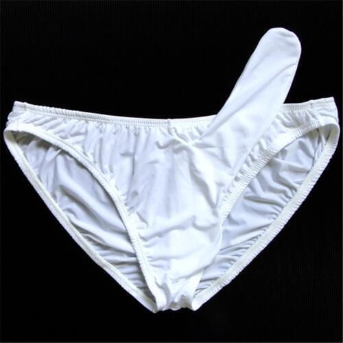 Mens Sexy Bikini Swimwear Briefs Breathable Ice Silk Panties Beach Thong Underpant Low Waist Male Penis Sheath Underwear Sunbath