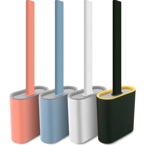 Toilet Brush Bowl and Holder Set Scrubber Brush Wand for Corner Toilet Wall Small Niche Bathroom Under Rim Lip Brushes Cleaner