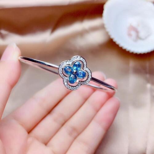 Natural sapphire bracelet, 925 silver, good color, fine workmanship, simple style ladies bracelet