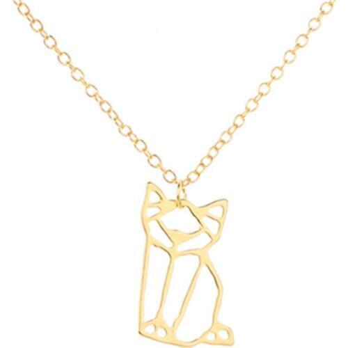 New Fashion Cute Animal Necklace Jewelry Origami Cat Necklace Lucky Cat Face Pendant Necklace Gift For Friend