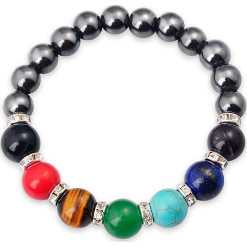 New Arrival Yoga Reiki Prayer Stones 7 Chakra Healing Balance Beaded Bracelet Men Women Unisex Jewelry