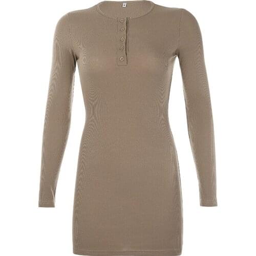 Retro Slim Dress Solid Color Bag Hip Short Skirt Thread Knit Bottom Long Sleeve Skirt