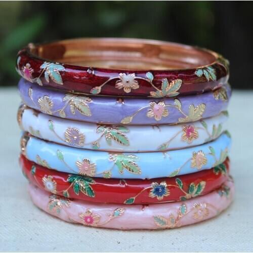 Wholesale 10PCS Beijing cloisonne bracelet elegant floral Chinese style fashion Bangle gift