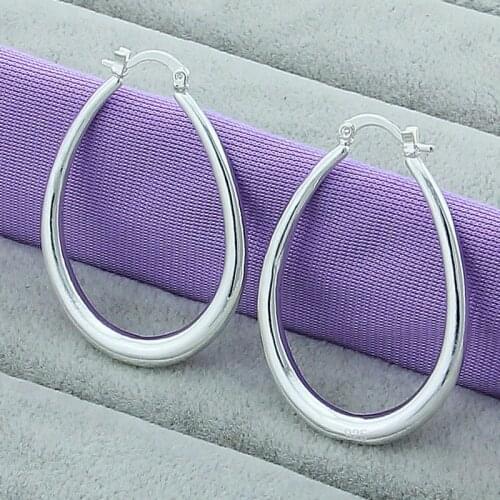 Wholesale 925 Sterling Silver Simple U Shaped Oval Charm Earrings For Women Girls Gift Wedding Party Jewelry Accessories