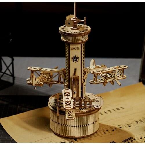 Robotime Ruoke Music Box Music Box Wooden DIY Handmade Carousel AKM Creative Birthday Gift