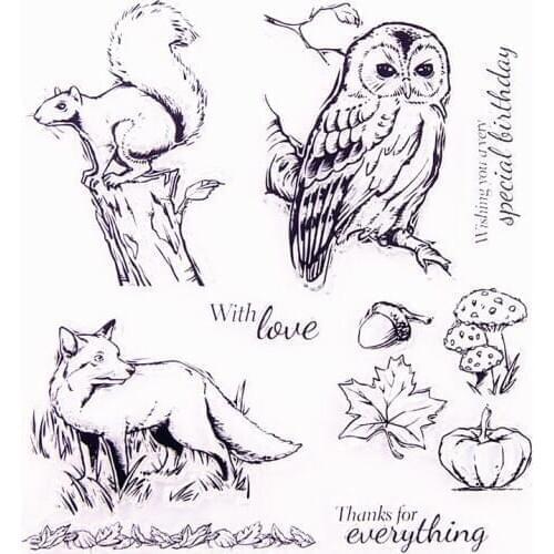 14.5x16cm Squirrel owl fox Transparent Clear Stamps Silicone Seals Roller Stamp DIY scrapbooking photo album/Card Making