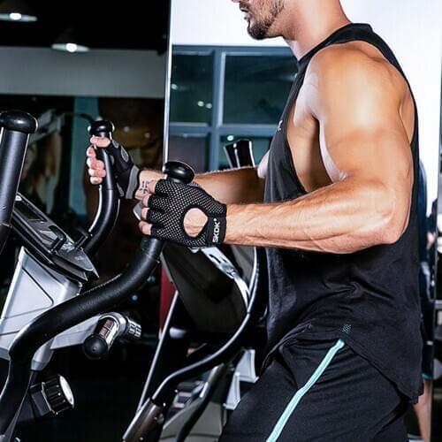 SKDK Sports Fitness Gloves Half-Finger Thin Non-Slip Breathable Cycling Weight Lifting Hard Pull Palm Thin Adjustable Gloves