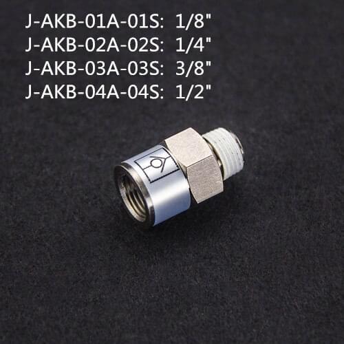 SMC type connector series J-AKB-01A-01S/02S/03S = 1/8"/1/4"/3/8" check valve type B (external thread)