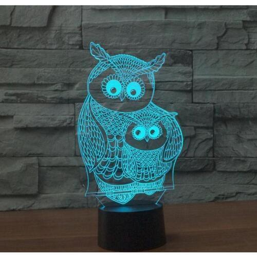 Owl 6 3d Lamp Colorful Touch Led Childrens room decoration 3D night light Lovely cartoon childrens toys Table Led Night Light