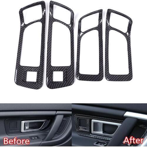 Carbon Fiber Black ABS Car Interior Door Handle Bowl Frame Trim Car-Styling Sticker For Land Rover Discovery Sport 2015-2017