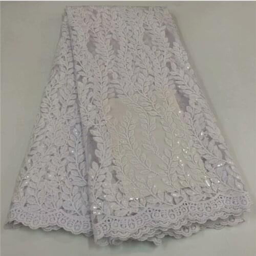 2020 Pure White Milk Silk Lace Sequins African Lace Fabric High Quality French Mesh Lace Fabric For Wedding Party dress r17-86