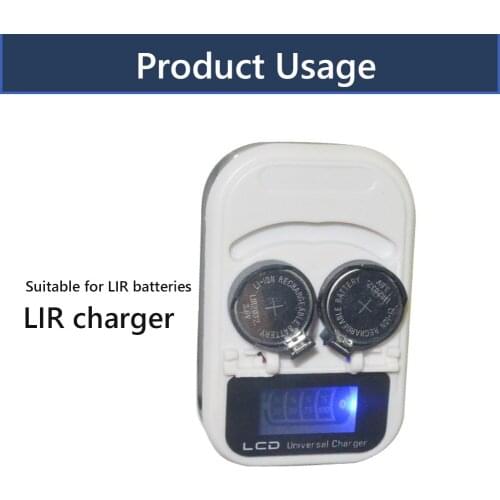 Rechargeable Button Cell Coin Battery Charger 3.6V 2 Slot LCD Indicator Intelligent Socket Charging Device US Plug
