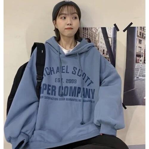 Hooded Women Casual Hoodie Korean Letter Printed Harajuku Crewneck Sweatshirt Women Autumn Letter Print Hoodies Teen Clothes
