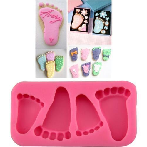1 pc Baby Feet Shape Cake Mold Silicone Feet Fondant Chocolate Candy Jelly Decoration Fondant Mould Cute Child Foot Molds