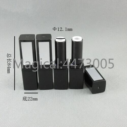 10/30/50pcs 12.1mm High Quality Mold Filling DIY Empty Black Square LED Lipstick Tube with Lamp, Makeup Mirror, Lipstick Tube