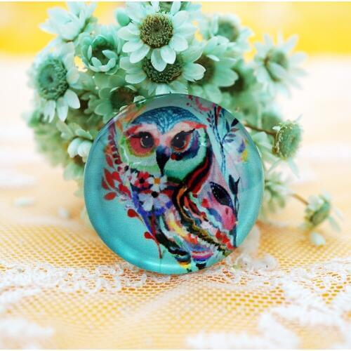 2PCS/lot Round 30MM Cute Owl Glass Cabochon for make bracelet necklace Jewelry for women 2019 earring pins brooch craft supply