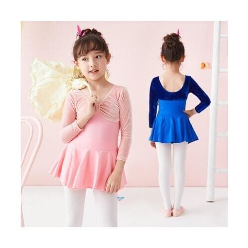 2018 Pink Purple Ballet Dress Cotton Velvet Skirted Leotards Girls Toddler Child Ballet Practice Dance Wear