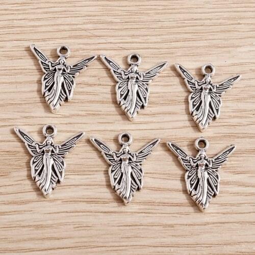 20pcs 19*20mm Metal Butterfly Charms Jewelry Making DIY Handmade Craft Goddess Charms for Necklaces Pendants Earrings Fitting