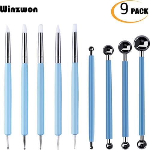 9Pcs Stylus Tools Set 4Pcs Double-Ended Metal Ball Stylus With 5Pcs Ceramic Clay Sculpting Tools For Clay Art Project Nails Art