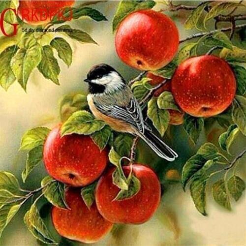 Diamond Painting DIY Diamond Embroidery Bird on the Apple Tree
