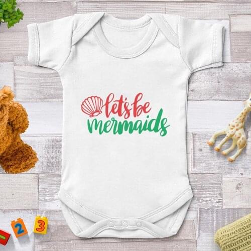 Lets Be Mermaid Newborn Infant Kids Baby Girls Bodysuit Jumpsuit Sunsuit Summer Clothes Short Sleeve Outfits Bodysuits Dropship