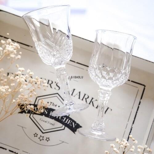 European Style Crystal Diamond Pattern Goblet Creative Home Drinking Glass Wine Glass Vintage Engraved Red Wine Glass