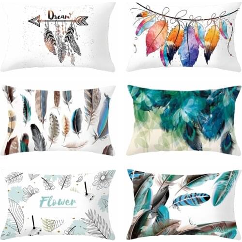 Nordic Feather Cushions Cover 2021 New Polyester Mandala Rectangular Pillow Case for Home Decor Sofa Throw Pillows funda cojin
