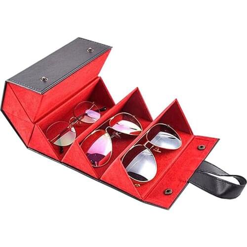 Glasses Case Leather Multiple Hexagon with Hanging Rope Display Container for Women / Men