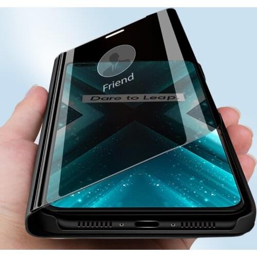 For Realme X3 SuperZoom Case Luxury Mirror Leather Smart Flip Phone Case for OPPO Realme X3 X 3 Super Zoom Cover coque x3
