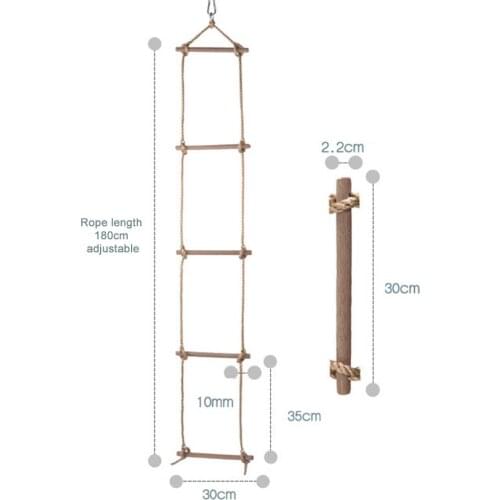 Childrens Ladder Garden Wooden Rungs 5 Rope Ladder Toy Climbing Toy Kid Sport Rope Swing Safety Outdoor Fitness Equipment Rungs