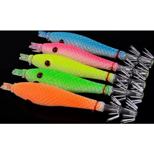 FiSH KING Brand 5pcs/Lot 9cm 8g Fishing Lure Luminous Soft Squid Octopus Hook Pesca Tackle Vissen Peche Iscas Artificiais Lote