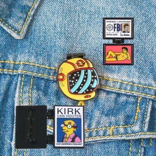 Flip Cover Collection Enamel Pins Helmet Skeleton Brooches Bag Clothes Lapel Pins Tape Punk Cool Fashion Jewelry