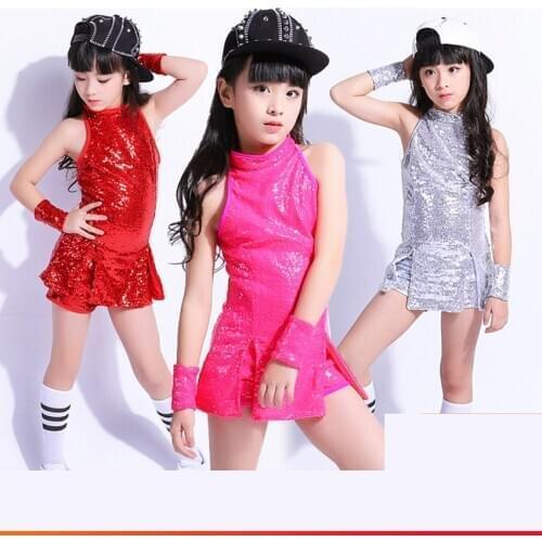 Girls Latin dance jazz dance costumes street dance set sequins modern dance costume girls cheerleading performance clothing
