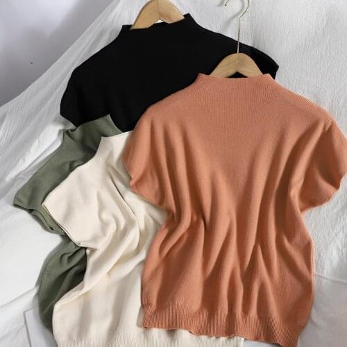 Fashion All-match Head Sleeveless Pure Color Knitwear Spring New Korean Version Slim, Comfortable and Simple Student Top Female