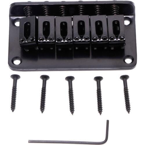 1 Set Guitar Parts Guitar Hardtail Bridge For Electric Guitar 6 String Black With Screws Musical Instruments Gear