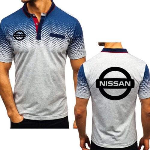 Mens Short Sleeve NISSAN Car Logo Printing Summer Fashion Casual Gradient Short Sleeve Cotton High Quality Mens Polo shirt