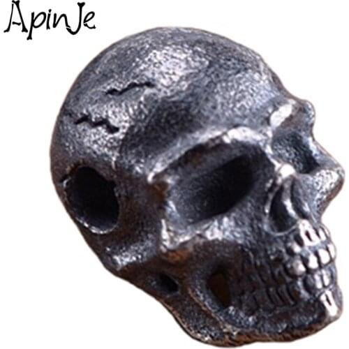 Apinje Vintage S925 Sterling Silver Skull Pendant Gothic Jewelry Men Women Braiding Pendant