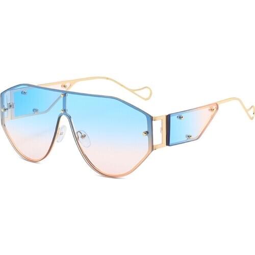 Square Flat Top Sunglasses Women Oversized Gradient Blue Black Sun Glasses Trend Men Female Brand Designer Shades UV400