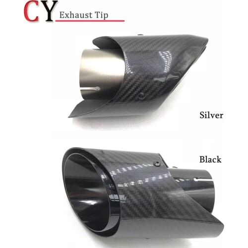 1 Piece Real Carbon Silver/Black Exhaust Muffler Tips Outlet 105MM For Porsche Car Styling Universal Carbon End Pipes