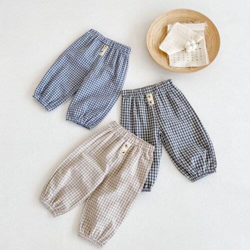 2021 New Baby Loose Plaid Pants For Boys And Girls Casual Pants Cotton Kids Trousers Newborn Toddler Harem Pants Infant Clothes