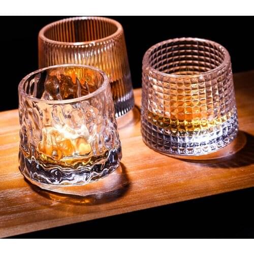 Novel Creative Thick Crystal Whiskey Tumbler Glass Spinning Tops Design Hammer Glasses Of Wine Spirit XO Brandy Cup Wineglass