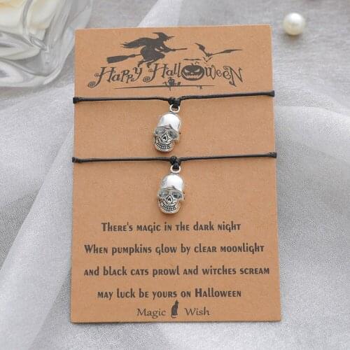 Personality Creative Gothic Skull Card Bracelet Handmade Bracelets for Women Men Fashion Jewelry Halloween Kid Bracelet Girl